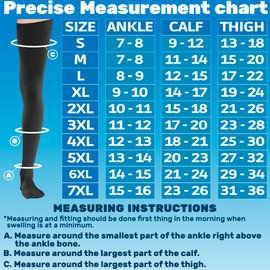 ABSOLUTE SUPPORT - Plus Size Thigh Hi Compression Stockings for Men 20-30mmHg - Over Knee Opaque Mens Compression Socks with Wide Calf for Achilles Tendon, Embolism, DVT - Black, 2X-Large