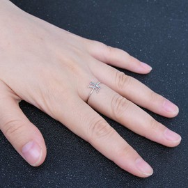 AoedeJ 925 Sterling Silver Stackable Initial Letter Rings Capital Letter Ring Charm Initial Band for Women (K, 7)