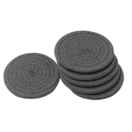 Anzirose Handmade Round Cotton Woven Coasters Braided Cup WAD Coasters Absorbent Woven Coasters Hot Pads Mats for Drink Coffee Cup Home Kitchen Heat-Resistant Reusable Non-Slip - Set of 6 (Grey)