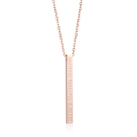 JoycuFF Religious Jewelry Thanksgiving day Gift Vertical Bar Necklace Thankful Grateful Blessed