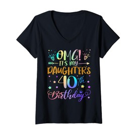 Womens OMG It's My Daughter's 40th Birthday Sweet 40 Years Old V-Neck T-Shirt