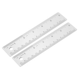 PATIKIL 6 Inch Stainless Steel Ruler Straight Edge Ruler, 2 Pcs Cork Backing Non-Slip Metal Ruler with Inches Centimeter Metric Measuring Tools for Office