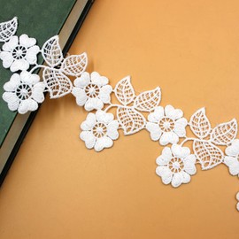 5 Yard 5.5 cm Vintage White Flowers Leaves Lace Ribbon Crochet Lace Ribbon Lace Trim Lace Trim Decorative Ribbon for DIY Sewing Dress Border Tablecloth Curtain Decoration