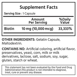 ML Naturals Biotin 10000 mcg 360 Capsules. Supports Healthy Hair, Skin, Nails, and Energy Production.