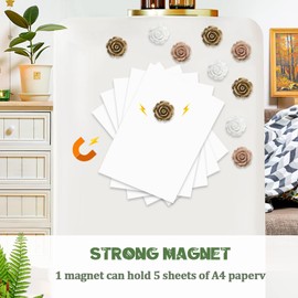 15 pcs - Cute Flower Magnets - Rose Magnets for Office Whiteboard, Locker & Decoration (15 pcs - Rose - caffee)