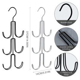 Greyoe Tie Holder, Belt Holder Wardrobe, Scarf Hanger, Hanging Bag Rack, Multifunctional Belt Tie Sling Hook Organiser for Ties, Scarves, Shawls, Bags, Black