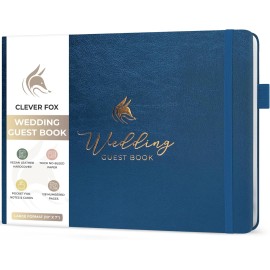 CLEVER FOX WEDDING GUEST BOOK - LARGE FORMAT 10"X7"- NEW WITH TAGS -Blue