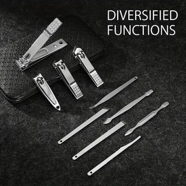 Manicure Set Nail Clippers Pedicure Kit - Stainless Steel Manicure Kit, Professional Grooming Kits, Nail Care Tools with Luxurious Travel Case Black (19 Piece)