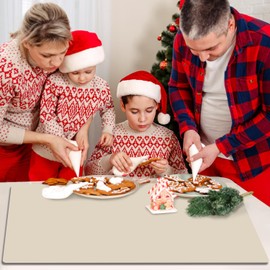 Extra Large Silicone Mat for Kitchen Counter 36" x 24" Silicone Table Mat for Resin Workbench Heat Resistant Mat Coffee Bar Mat,Beige