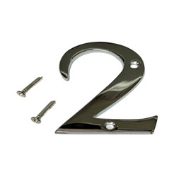 3-Inch Polished Chrome Door Numbers Screw On Number 2 Door Number House Front Door Building Porch Gate Address One Elegant and Bold Door Numerals Suitable for All Door Types.