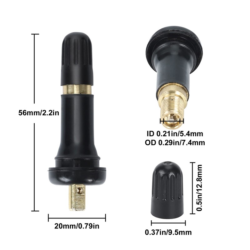 50Pcs TPMS 20008 Rubber Snap-in Valve Stems Tire Valve Stem