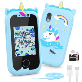 Ashfly Kids Phone Toys for Girls, Unicorns Christmas Birthday Gifts for 3 4 5 6 7 8 Year Old Girls,2.4 Inch Touchscreen Kids Smart Phone with Dual Camera Music Player Puzzle Games SD Card