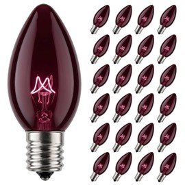 C7 Incandescent Replacement Bulbs, 120V 5W, Black Purple Glass, 25 Pack