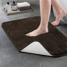 TECHMILLY Super Soft Shaggy Bathroom Rugs, Absorbent Thick Non Slip Microfiber Bath Rugs, Quick Dry Machine Washable Bath Mat for Bathroom Floor, Bathtub and Shower 20"x32"
