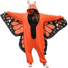 CWDGAGANB Butterfly Costume for Women,Monarch Butterfly Adult Onesie Pajamas with Wings,Butterfly Gifts for Women Adults S