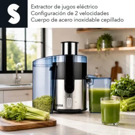 Extractor Exprimidor Jugos 2 Velocidades 600w Incluye Pelador Cuchillo Tabla Para Cortar Fruta Cepillo Limpiador Acero Inoxidable