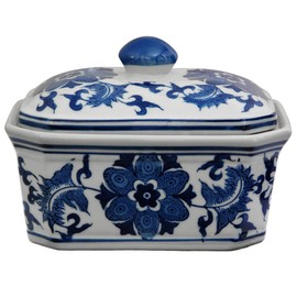 Red Lantern 8" Rose Medallion Porcelain Covered Jar