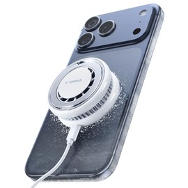 TORRAS Ostand PolarCircle [Revolutionary Instant Cooling] MagSafe Charger, Qi2 Certified, Rapid Charging, Peltier Element, Wireless Charger, Equipped with Fan, Quiet, 360° Rotating Stand, Smartphone
