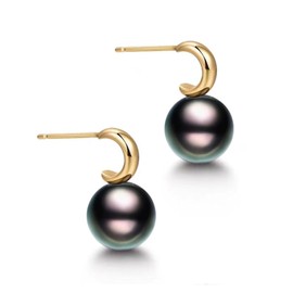 GLESOS Composite Pearl Earrings Round Ball Pearls Earrings Hypoallergenic Imitation Pearl Gold Hoop Earrings for Women Girls Peacock Green 10mm
