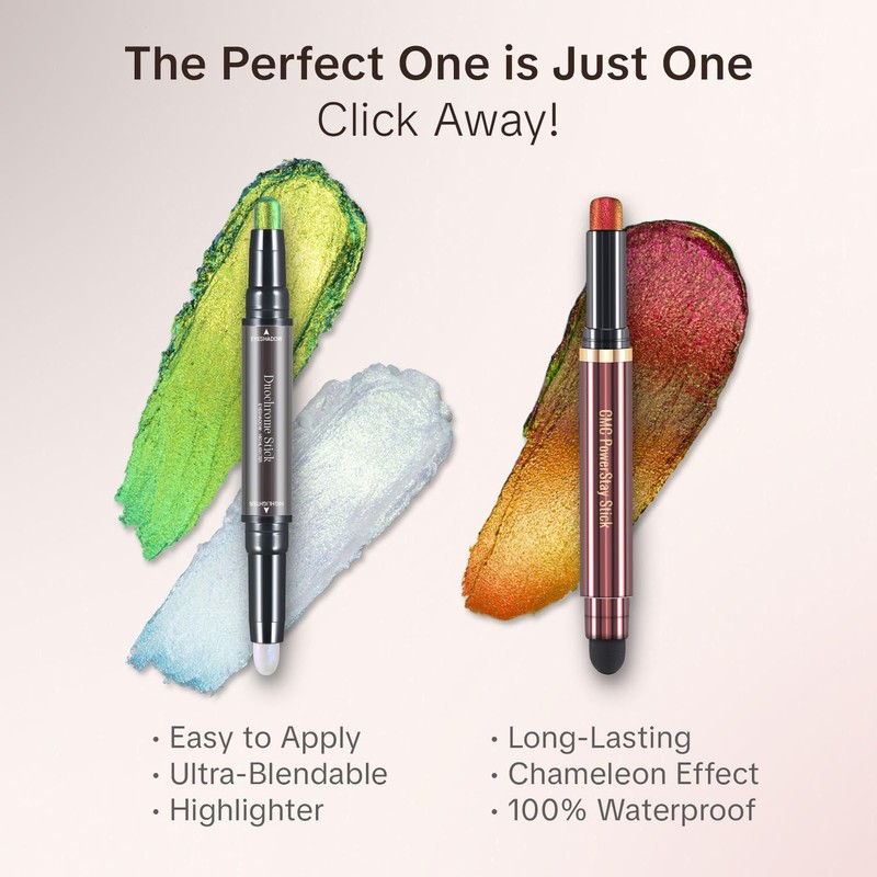 CHARMACY Multichrome 2 in 1 Cream Eyeshadow Stick, Waterproof Eye