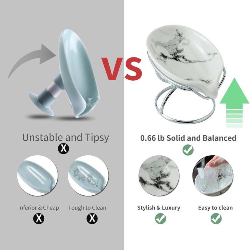 Dobbyby Leaf-Shaped Soap Dish – Premium Ceramic Soap Bar Holder