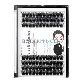 Bodermincer 84 Clusters D Curl Wide Cluster False Eyelash Volume Lashes Natural Eyelashes Set DIY Eyelash Extension 3D Effect Glue Bonded Band Individual Lash Home Eyelash Extension (16MM)