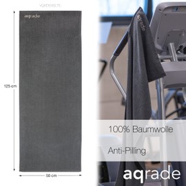 aqrade Sporthandtuch I Fitness Handtuch mit Tasche & Fixierung I 125x50cm I Gym Handtuch aus 100% Baumwolle I Graphit I XXL