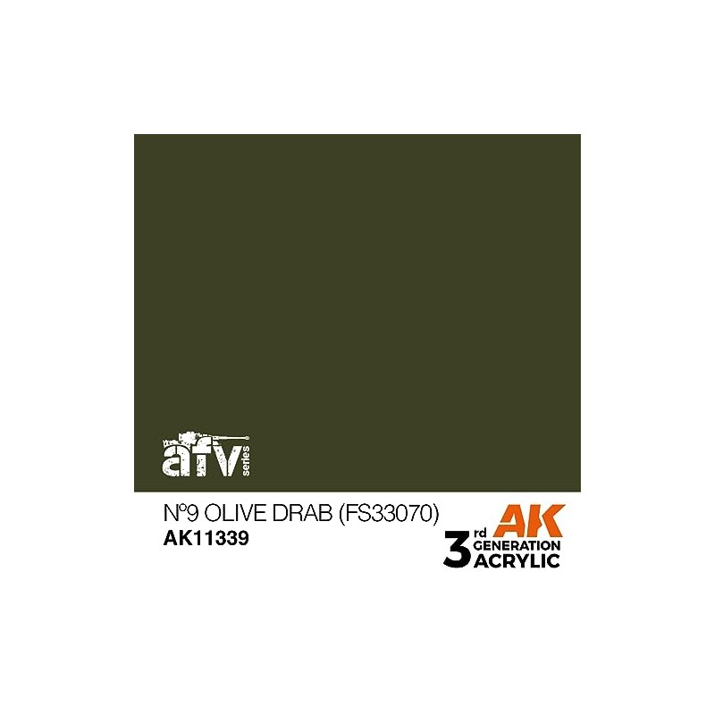 AK Acrylics 3Gen AFV AK11339 Nº9 Olive Drab (FS33070) (17