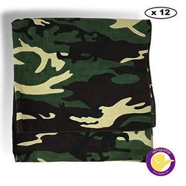Allgala 12-PC 100% Cotton Premium Bandannas (CAMOUFLAGE GREEN)