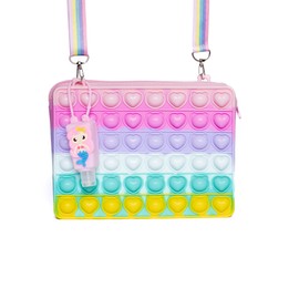 uunida Bolsa Pop It Niña - Regalos para Niñas Navidad - Fidget Toys para Aliviar la Ansiedad - Juguetes para Niñas - Juguetes Sensoriales Antiestres - Incluye Botella para Gel y Anillos (Macaroon)