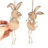 DAHI Wooden Easter Bunny Pendants 6 Pieces Easter Pendant Rabbit