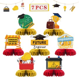 Congrats Engineer Graduation Table Honeycomb Centerpieces, Future Engineer Party Table Toppers Engineer Degree Graduation Decoration Supplies Engineering Table Centerpieces 7 PCS