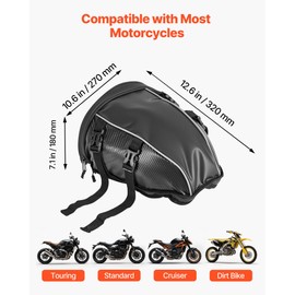 VEVOR Motorcycle Tail Bag, 10 L Motorcycle Rear Seat Bag with Waterproof Rain Cover, Outdoor Sports Motorbike Luggage Storage Trunk Rack Backpack Handbag with Shoulder Strap and Inner Pocket, Black