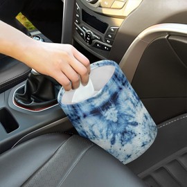 Brosoneto Abstract Tie Dye Car Trash Can - Cute，Portable,Collapsible Back Seat, Front Console, Floor, or Hanging Headrest Waste Basket Car Garbage Bag