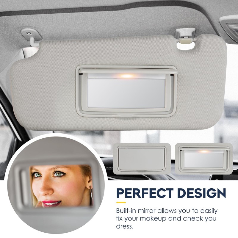 2Pcs Driver & Passenger Side Sun Visor with Light Fit