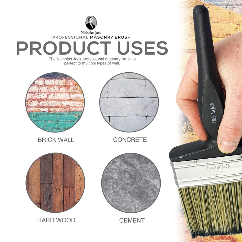 4" Masonry Paint Brush for Painting Walls - All Round
