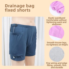 Yodilala Drainage Bag Fixed Shorts,Urine Bag Pants,Incontinence Care Trousers,Rectal Stoma postoperative Care Underwear(Gray,M)