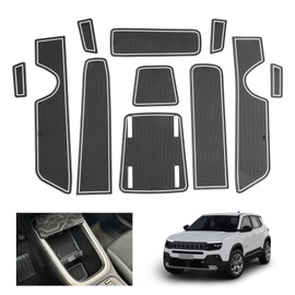 GAFAT J eep Avenger 2023 2024 Non-Slip Mats, Avenger EV Rubber Mats, Non-Slip Non-Slip Centre Console Mats, Door Seam Mats, Compatible with Jeep Avenger Accessories (White)