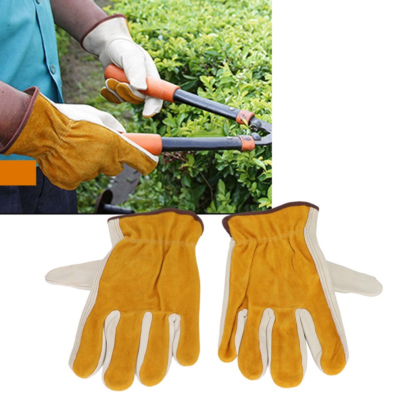 Garden Cowhide Gloves Puncture Proof Wearproof Full Finger Leather Gloves
