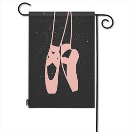 Moslion Garden Flag Pink Ballerina Beautiful Girl Ballet Dancer Abstract Art Black Background Summer Seasonal Garden Flag Outdoor Decorative Double-Sided Cotton Linen 12x18 Inch