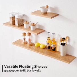 Gieanoo Floating Shelf, 30cm Solid Oak Wood Rustic Wall Shelf Wall mounted Radiator shelf Display Shelf For Living Room, Kitchen, Bedroom