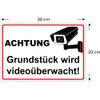 geschenke-fabrik.de Video Surveillance Sign "Achtung - Grundstück wird videoüberwacht" Aluminium
