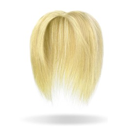 Clip in Human Hair Toppers Seamless Hairpiece Toupee for Women Lace Base Topper for Thicking Hair 8 Inch Bleach Blonde