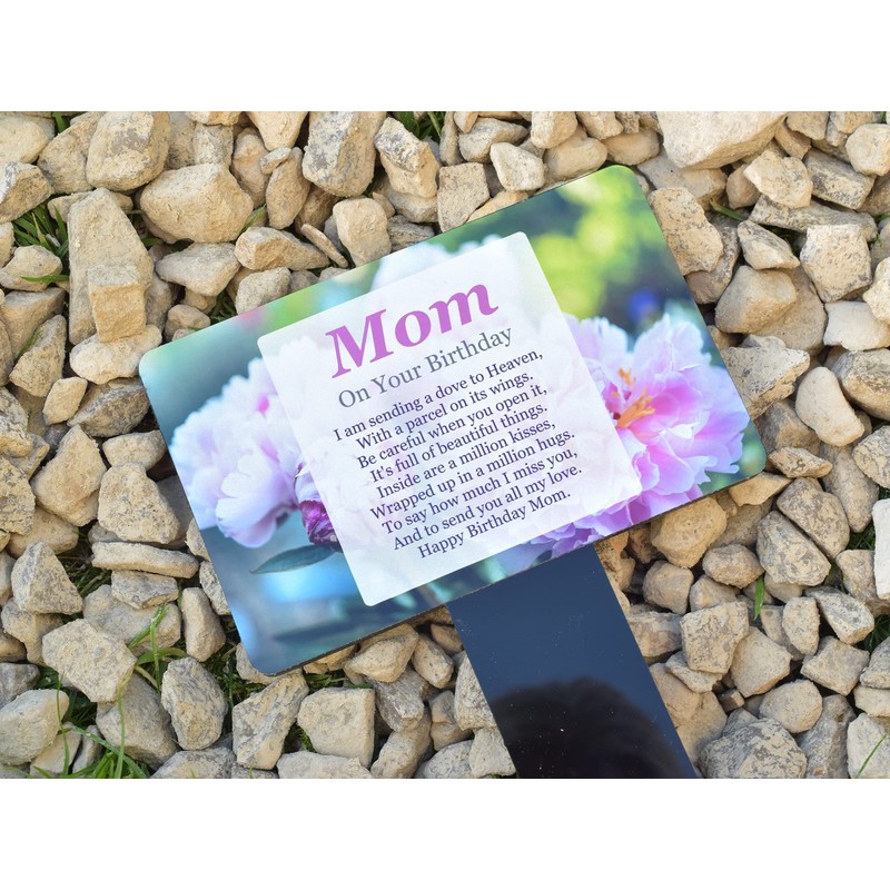 'Mom On Your Birthday' Memorial - Sublimated Aluminium Memorial Plaque,