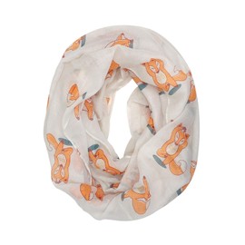 Wrapables® Lightweight Forest Animal Infinity Scarf, Fox, Owl, Moose Print Scarf, Fox White