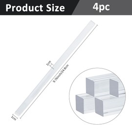 SUPERFINDINGS Pack of 4 Acrylic Square Rod 248 x 10 x 10 mm Transparent Square Rod Dowel Rods Assortment Solid Rod DIY Model Material for Model Making DIY Lighting Fixtures Crafts
