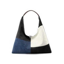 CORIOS Women Canvas Handbag Underarm Bag Patchwork Top Handle Bag Retro Shoulder Bag Casual Tote Bag for Travel Work Party Shopping Office Blue