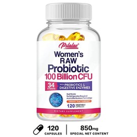 Pslalae - Probiotics, 10 Billion CFUs Contains Prebiotics, Digestive Enzymes and UT Support Probiotics for Women, Ambient Supplement, 120 Capsules