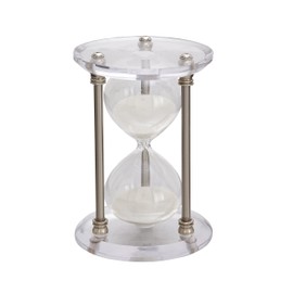 Deco 79 Metal Hourglass Sand Timer with Acrylic Base, 6" x 6" x 9", Silver