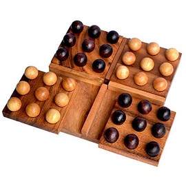 Knobelholz Pentalogic Wooden Strategy Game for 2 Players, Tactical Game with Wooden Balls on a Wooden Board with Rotating Squares, Entertainment Game, Board Game, Children's Game, Children's Game,